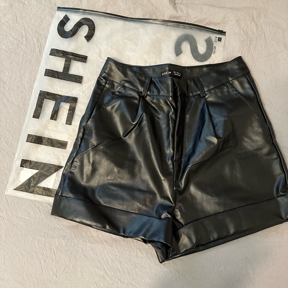 SHEIN leather shorts